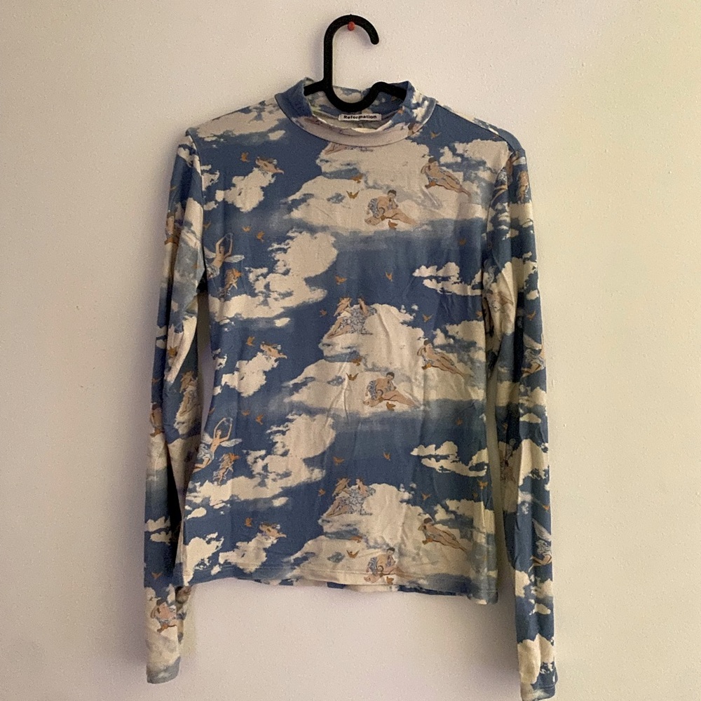 RARE/SOUGHT AFTER!!!! Long sleeve Mock Turtleneck with Cloud and Cherub Pattern